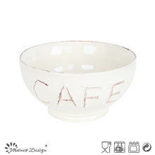 25oz Ceramic Bowl with Embossed Cafe Words Design